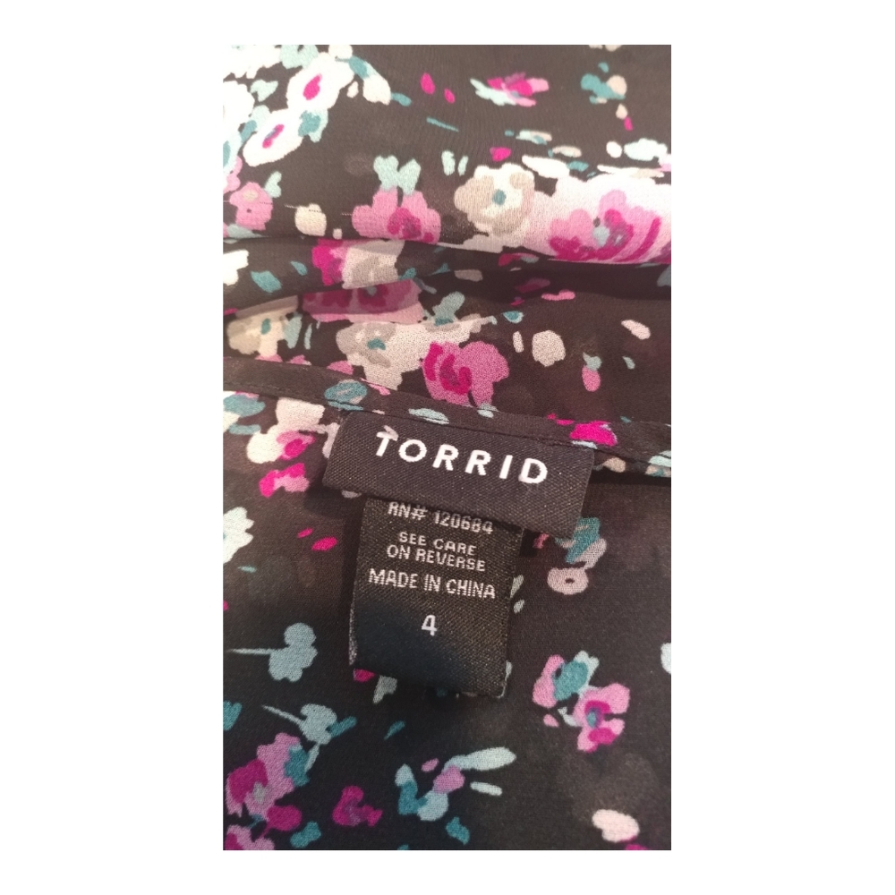 Torrid Hi-low Ruffled Floral Pullover Tank 4X - Picture 5 of 6